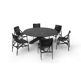 3D Cassina Dining Table Chair Set Black Marble model
